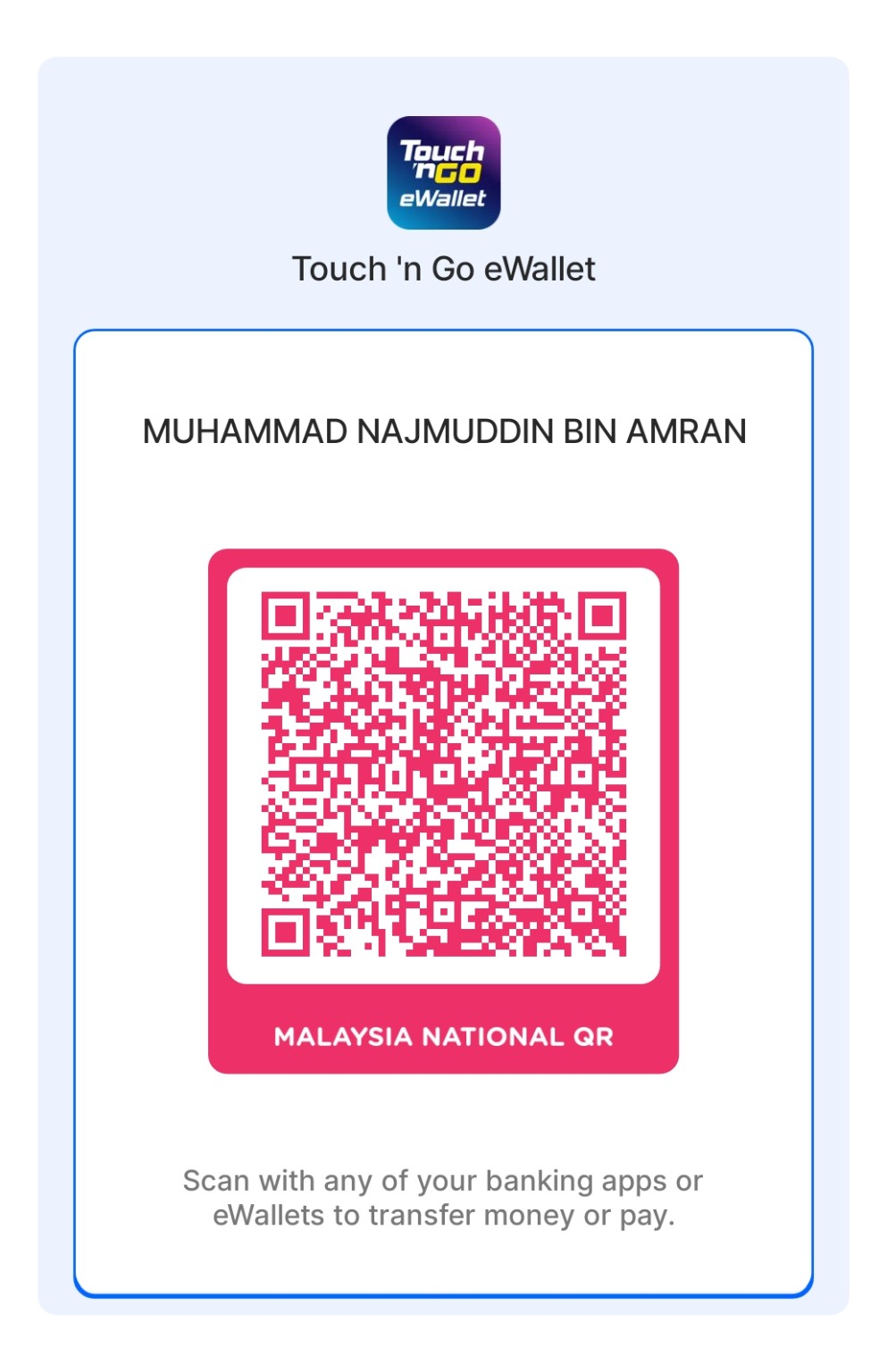 QR pembayaran Touch 'n Go eWallet